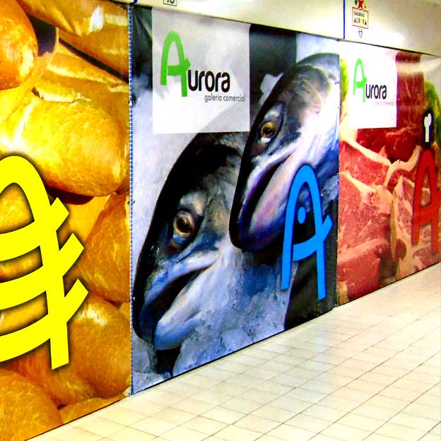 impresion gran formato realizada por agencia de publicidad en Valladolid. Lonas impresas para galerias aurora