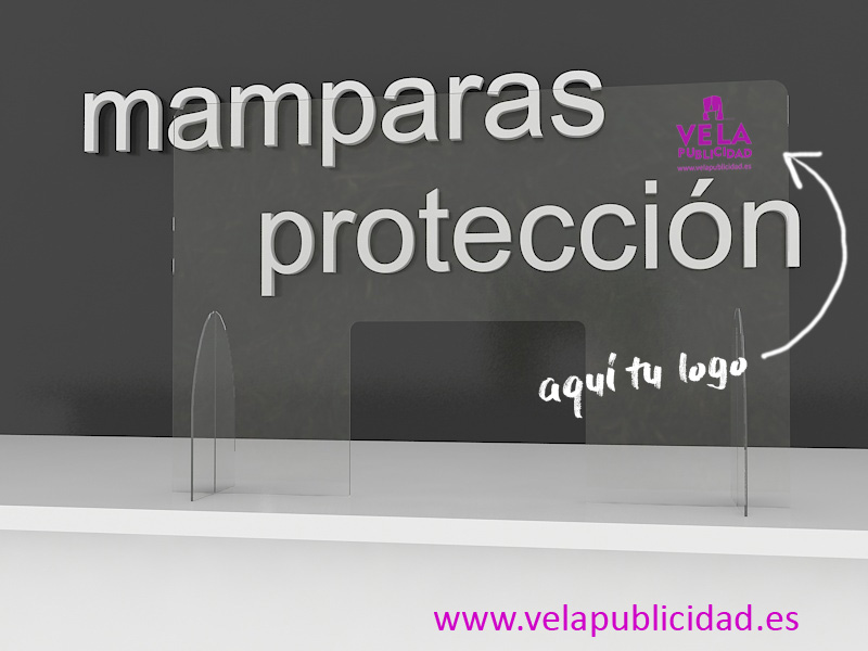 mampara protectora com impresión de logotipo